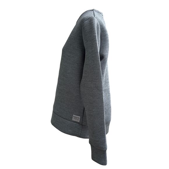 ROOTS Athletics Canada Gray Pullover Back Zip Faux Neoprene Scuba Sweatshirt M - Picture 6 of 11